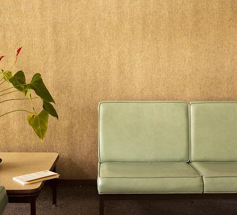 Empty waiting room chairs at a medical practice