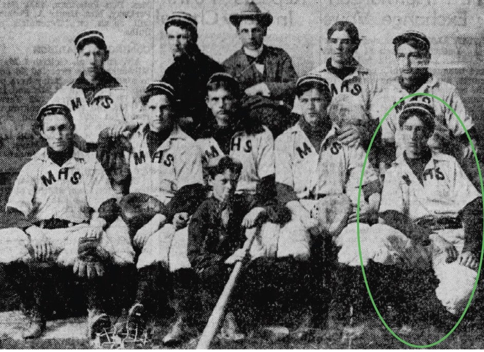 1896: The Madison High School championship baseball team, including second baseman J.W. "Bud" Jackson and his younger brother James A. "Jim" Jackson, Jr., as the team's "mascot"