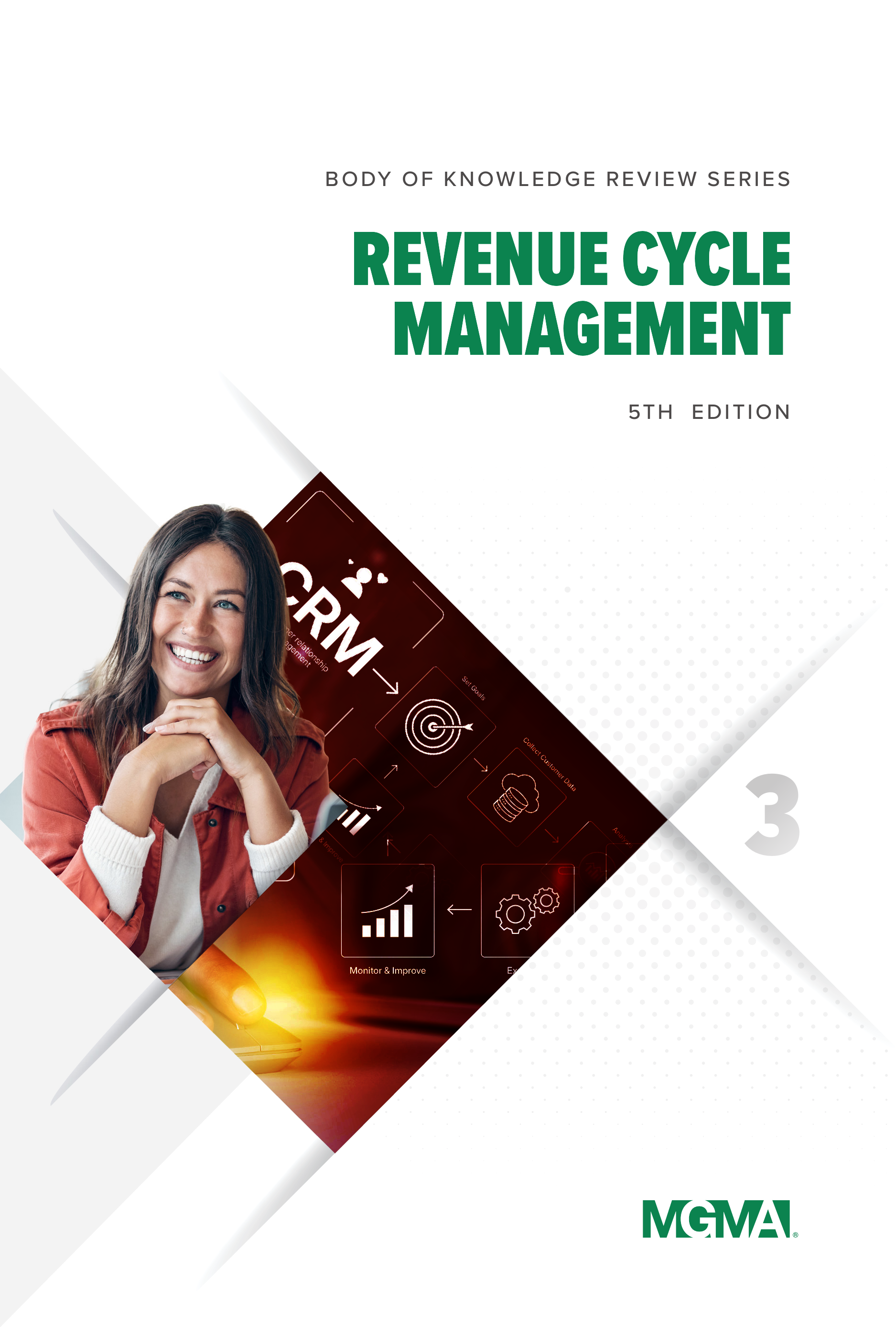 Cover of the book titled "Body of Knowledge Review Series: Revenue Cycle Management, 5th Edition," featuring a professional design that emphasizes healthcare revenue cycle themes.