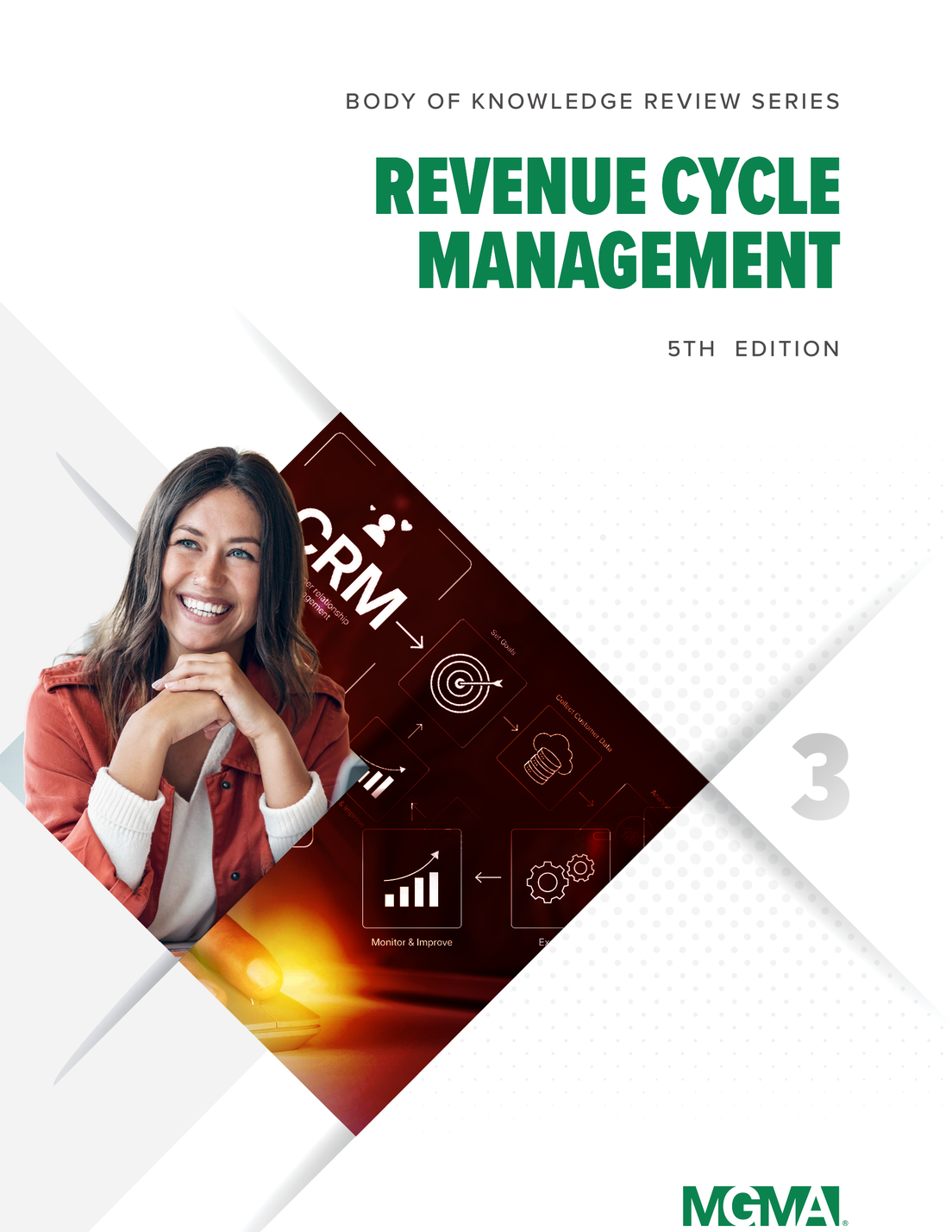 Cover of the book titled "Body of Knowledge Review Series: Revenue Cycle Management, 5th Edition," featuring a professional design that emphasizes healthcare revenue cycle themes.