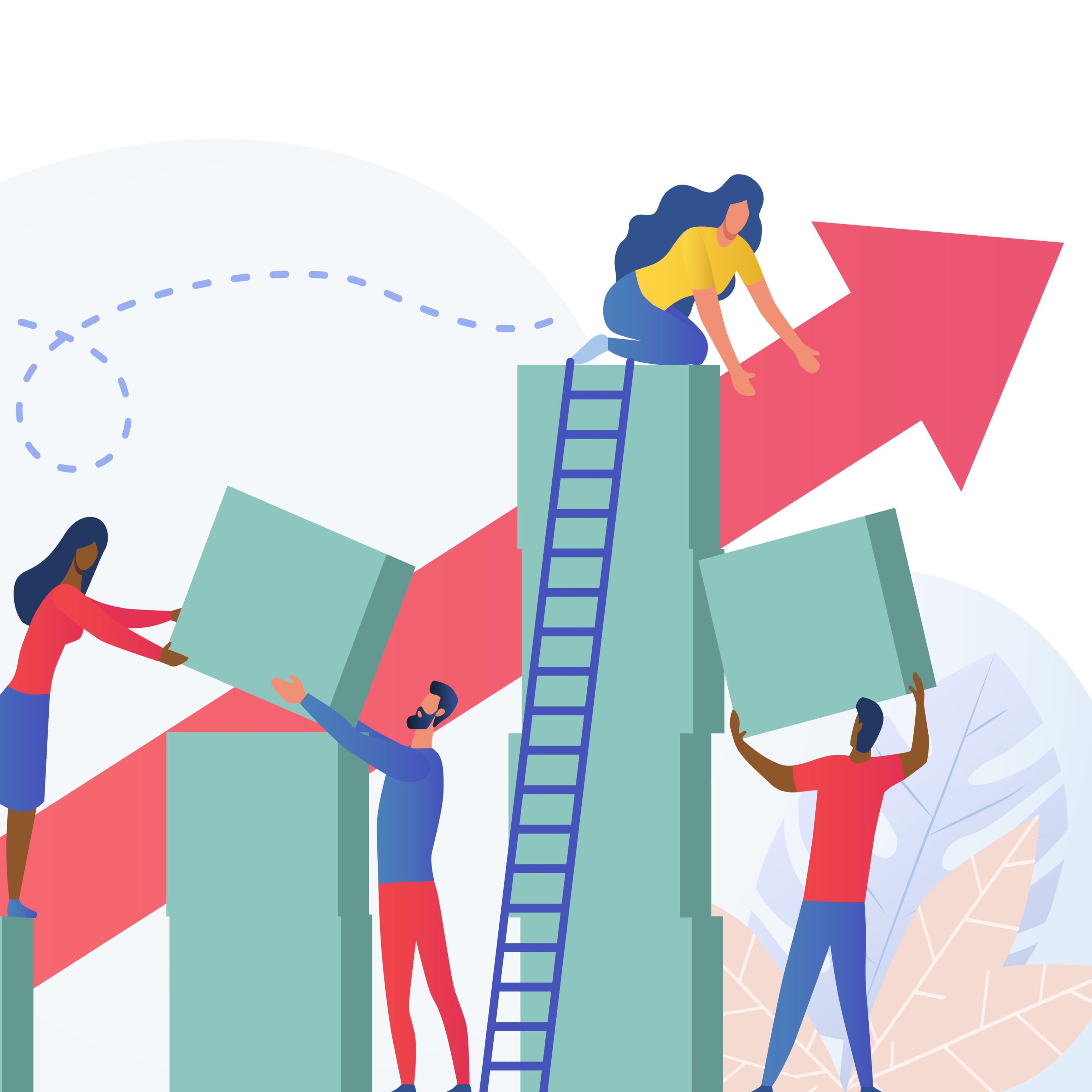 diverse group of people building growth plan 