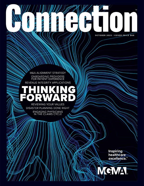The cover of the October 2023 MGMA Connection magazine.
